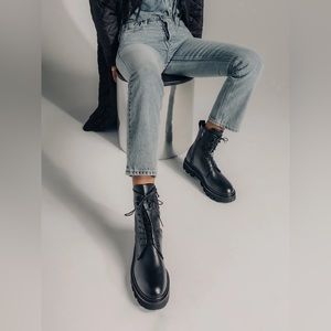 Koio Cortina Black Leather Lug Sole Chunky Ankle Boot Sz 38 US 7.5-8